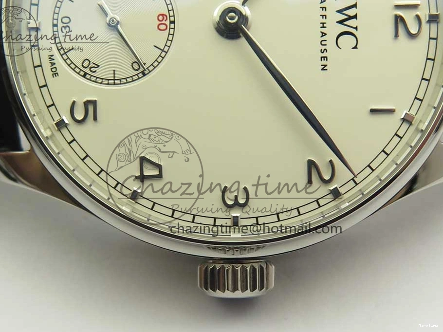 MIROTIME 0516 Efficient Portuguese Tourbillon IW5463 SS ZF Best Edition White Dial on Black Leather Strap 7170